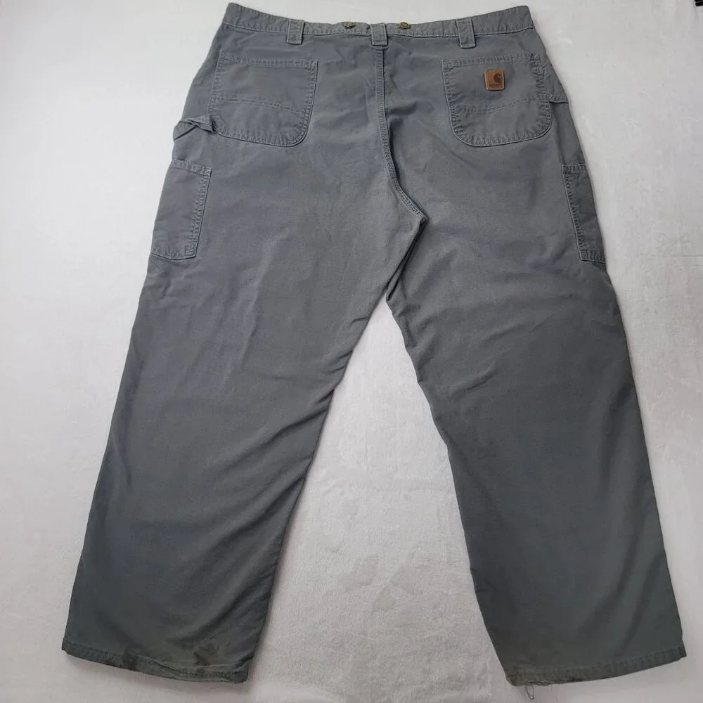 Carhartt Dungaree w/ Suspender Button Men's Gray Carpenter Work Pants Size 42X28 - Picture 2 of 12